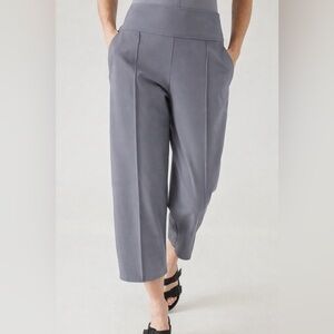 Athleta Stellar Wide Crop Pants Gray Wide Leg Pull On Stretch Women’s 6 Casual